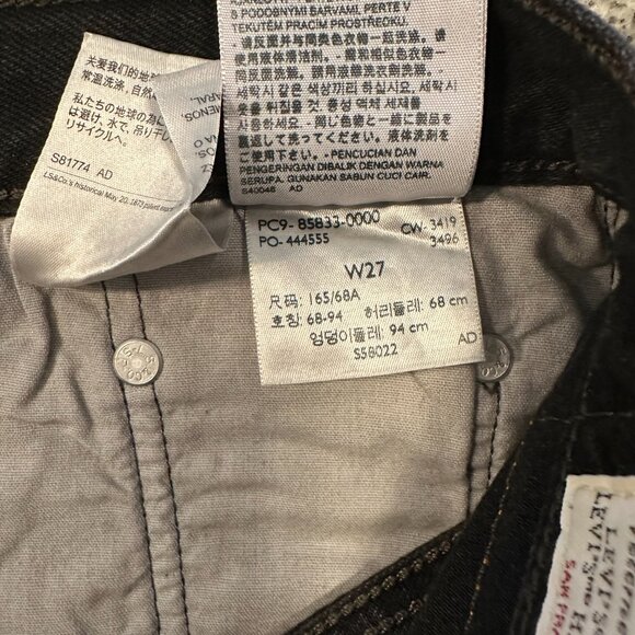 Levi's Mid Length Black Jean Shorts Womens Size 27 Denim Cut Offs Distressed - Picture 4 of 6